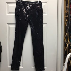 Aqua luxe pants black shiny sequins size 27